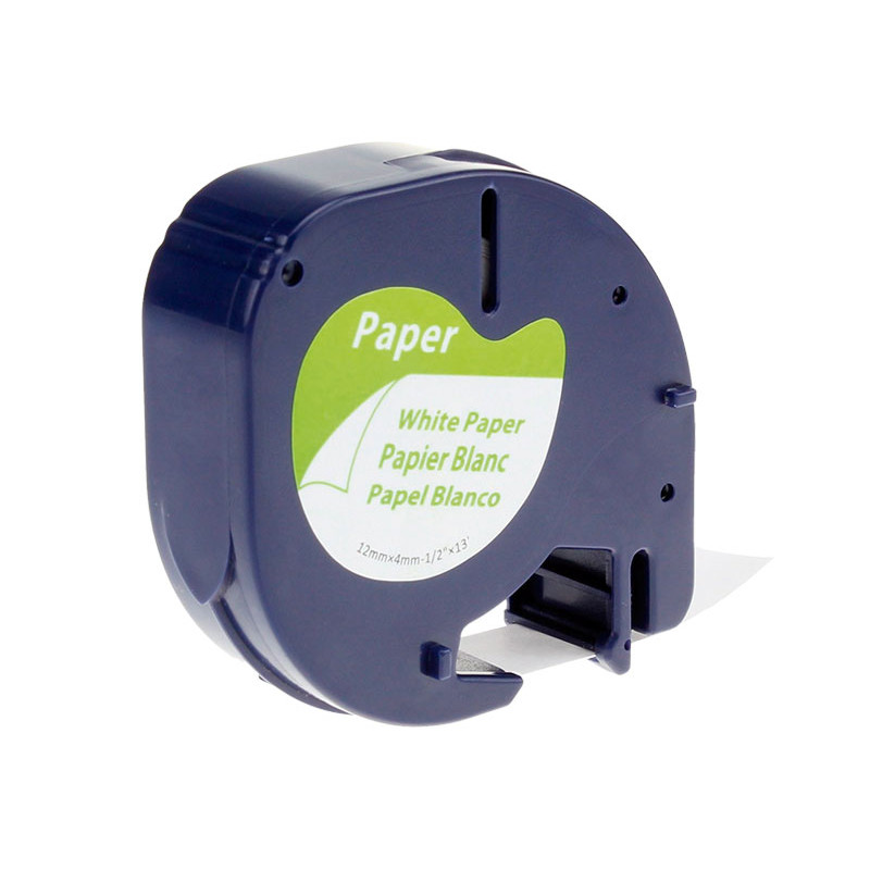 Cinta Dymo Letratag 12mm Papel Negro/Blanco 4m